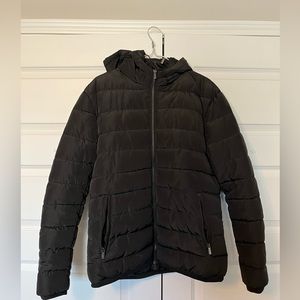 JEANS BY BUFFALO Men s Black Hooded Full-Zip Puffer Jacket - Medium